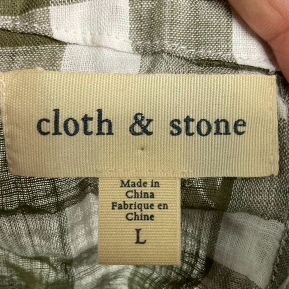 Cloth & Stone Gingham Halter Top, size large, 100% cotton, green & white - Picture 12 of 16